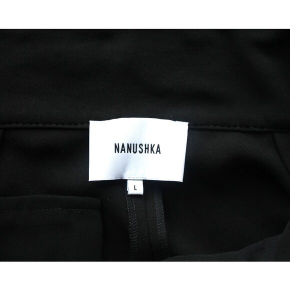 Nanushka Cecilia Wide-Leg Pants 27" / Large / Black Vegan Leather Belted Work - Picture 9 of 10